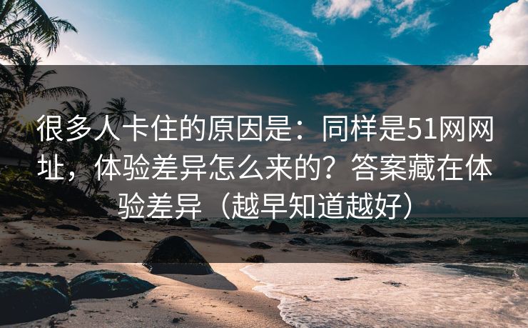 很多人卡住的原因是：同样是51网网址，体验差异怎么来的？答案藏在体验差异（越早知道越好）
