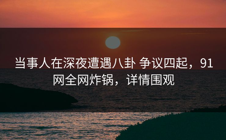 当事人在深夜遭遇八卦 争议四起，91网全网炸锅，详情围观