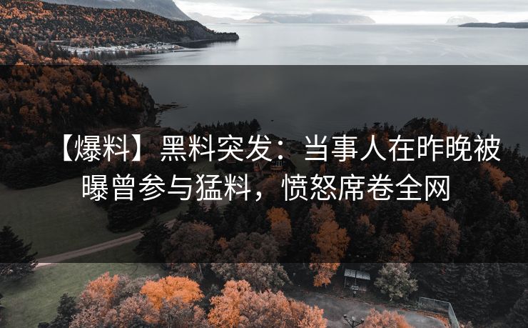 【爆料】黑料突发：当事人在昨晚被曝曾参与猛料，愤怒席卷全网