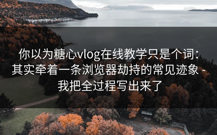你以为糖心vlog在线教学只是个词：其实牵着一条浏览器劫持的常见迹象 - 我把全过程写出来了